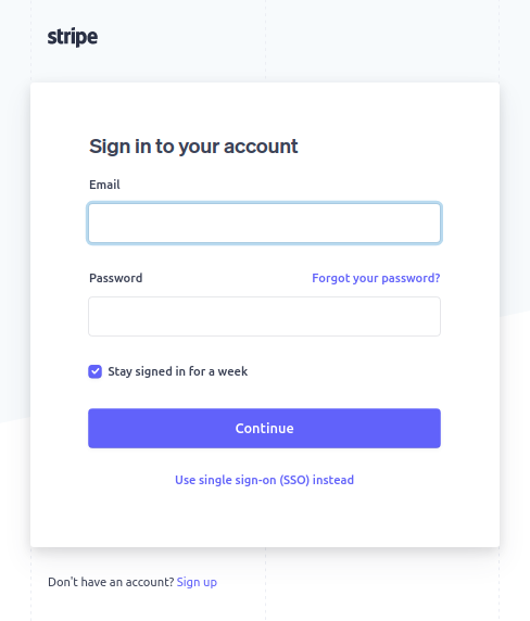 Stripe Signup Page